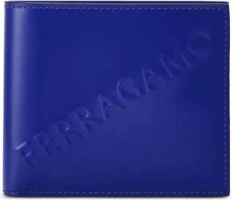 Ferragamo Mens Embossed Logo Leather Bifold Wallet In Lapis