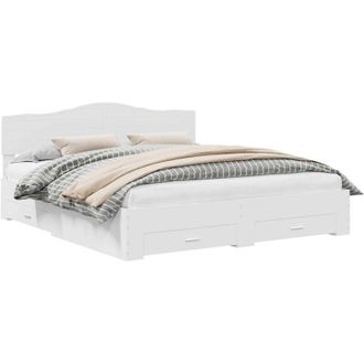 vidaXL Bed Frame with Headboard White 180 x 200 cm Engineered Wood vidaXL