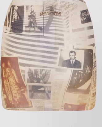 Jean Paul Gaultier mesh mini skirt newspaper journal print