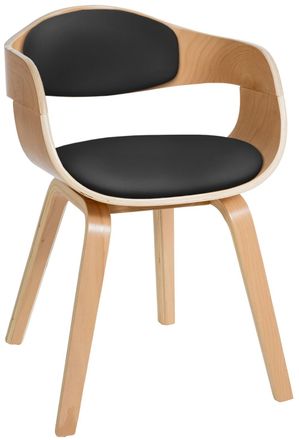 Clp Silla de madera con asiento en Simil cuero Natural/negro