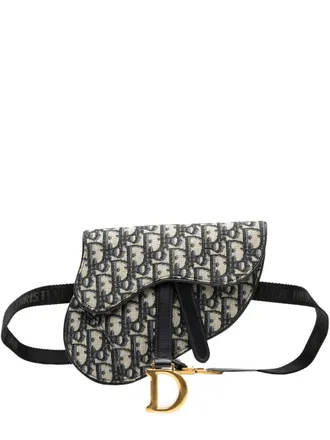 Dior 2019 Oblique Canvas Saddle belt bag - unisex - Canvas/Calf Leather/Leather - One Size - Blue