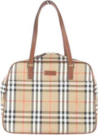 Burberry Pre-owned Vintage Canvas Handbag - Dames - Vintage Handtas - Beige - ONE Size - Leer - Vintage