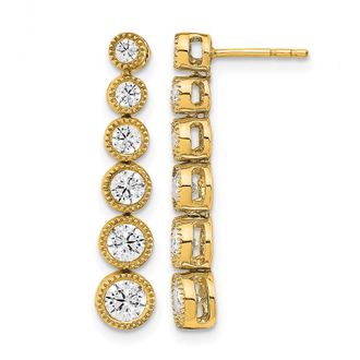 Diamond2Deal 14k Gold 1 ct Lab Grown Diamond Graduated Dangle Earrings VS Clarity, D-E Color