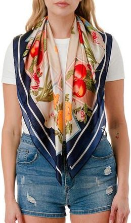 MARCUS ADLER Floral Satin Square Scarf in Navy at Nordstrom Rack
