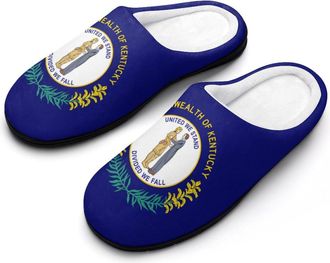 Generic Flag of Kentucky United States Slippers Men Winter Warm Cotton Anti-Slip Indoor Slip-Ons House Shoes