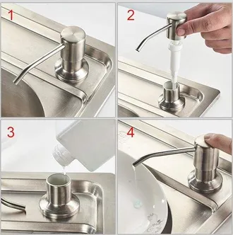 OEM Dispenser Di Sapone - Pompa Per Sapone - Dispenser Di Sapone Integrato - 350 Ml - Da Incasso Sul Piano Della Cucina - Argento - Per Piano Di Lavoro Do