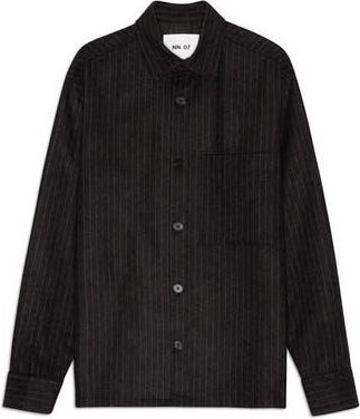Nn.07 Freddy 1630 Pinstripe Wool Blend Button-Up Shirt Jacket in Brown Stripe at Nordstrom Rack, Size Xx-Large