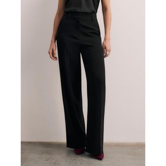 The Fold Adelaide Clever Crepe Wide Leg Trousers in Black at Nordstrom, Size 10