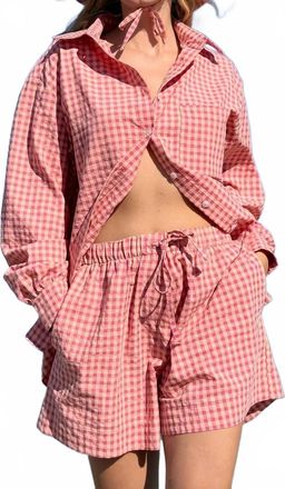 Rose Carmine Vichy Short In Blush