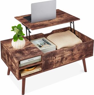 Best Choice Products Wooden Mid-Century Modern Lift Top Coffee Table w/ Hidden Storage, Removable Shelf