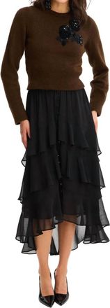 Allison New York Beaded Abigail Sweater In Walnut