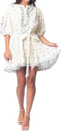 Tolani Usha Puff Sleeve Mini Dress In Ivory