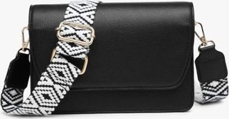 Jen & Co. Womens Noah Vegan Guitar Strap Crossbody Bag In Black
