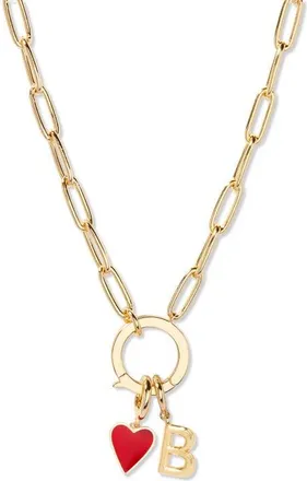 Brook & York Cameron Initial Heart Charm Necklace in Gold B at Nordstrom