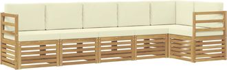 vidaXL Conjunto De Sof&aacute;s De Exterior 6 Uds. Blanco Y Crema Poli&eacute;ster Vidaxl