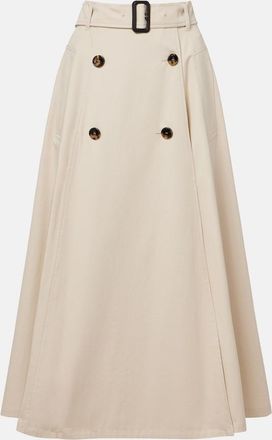 Burberry Belted cotton gabardine midi skirt