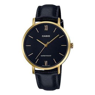 Casio DRESS Large Gold Black quartz Watch Navy Blue Dark Blue Analog LTP-VT01GL-1B
