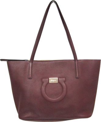 Ferragamo Burgundy Leather Tote Bag (Pre-Owned)