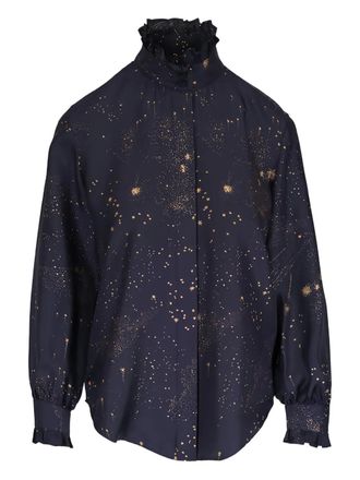 Lafayette 148 New York Ink ruffled star print blouse - Blue