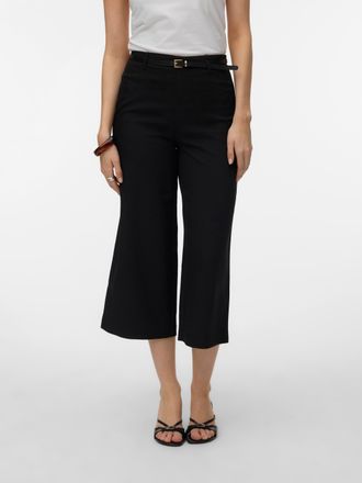 Vero Moda Anzughose VERO MODA VMELMA HW WIDE CULOTTE BELT PANT NOOS, Damen, Gr. XL, L&auml;nge 30, schwarz, Web, Obermaterial: 95% Polyester, 5% Elasthan, unifarben,