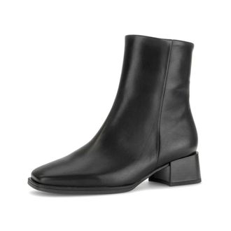 Gabor Enkellaars met blokhak en vierkante neus - Dames - Schoenen - Zwart - Maat: 37 EU Leer