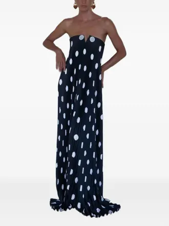 L’Idée Black tie polka-dot pleated maxi dress - women - Polyester - 10