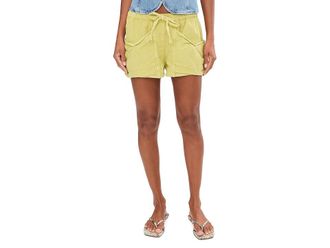 Free People Good Fortune Shorts Womens Shorts Warm Olives : MD (Womens 8-10) 3, Cotton/Linen