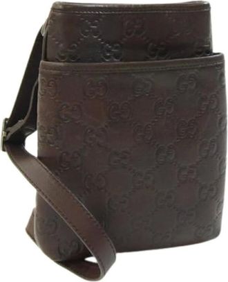 Gucci Pre-owned Cross Body Bags, female, Brown, Size: ONE SIZE Pre-owned Leather Cross Body Bag