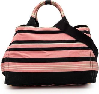 Prada Pre-owned Prada Large Canvas Canapa Righe Striped Satchel Unisex QIX7XZIFZIKZOSFV