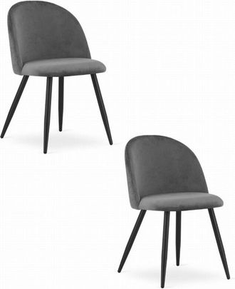 OEM Silla Bello - Terciopelo Gris Oscuro / Patas Negras X 2