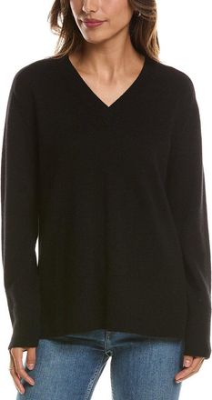 Fort&eacute; Cashmere Hi Low Easy V-Neck 100% Cashmere Sweater
