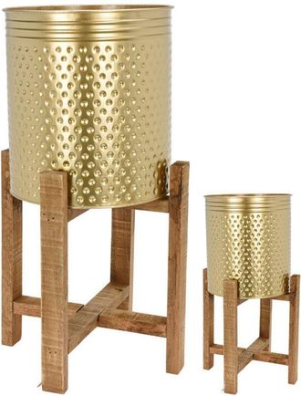 OEM Maceteros Dorado Pies Madera