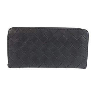 Bottega Veneta Pre-owned Wallets, male, Black, Size: ONE SIZE Pre-owned Intrecciato Leather Long Wallet