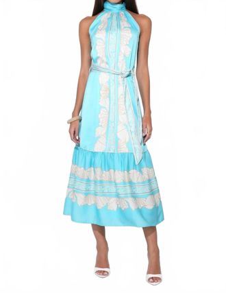 Adelyn Rae Halter Printed Seashell Dress In Blue
