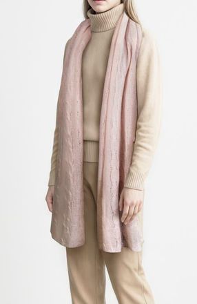 Portolano Cashmere wrap in cable design in Mallow at Nordstrom