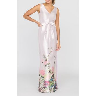 Kay Unger Wendy Metallic Floral Gown in Lilac Mist Multi at Nordstrom, Size 18