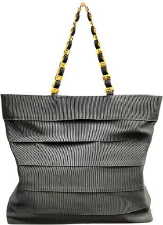 Ferragamo Black Nylon Leather Tote Bag (Pre-Owned)