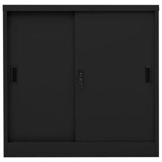 Berkfield Home Office Cabinet with Sliding Door Black 90x40x90 cm Steel | Size: 90 x 40 x 90 cm