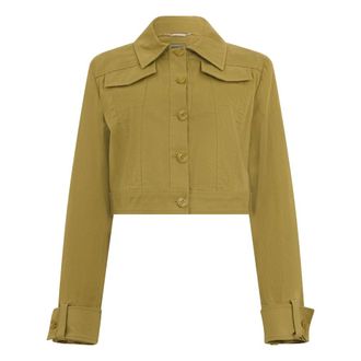 Alberta Ferretti Jassen, Dames, Groen, S, Katoen, Korte Katoenen Jas