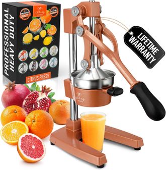 Zulay Kitchen Cast Iron Citrus Juicer Manual Orange Press with Detachable Strainer