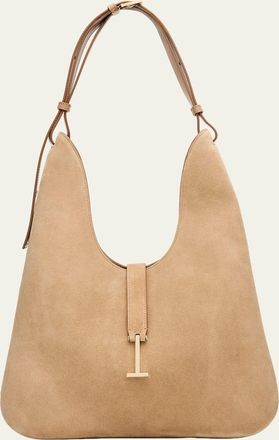 Tom Ford Kara Medium Hanging T Suede Hobo Bag