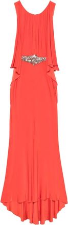 Gemy Maalouf embellished pleated maxi dress - Orange