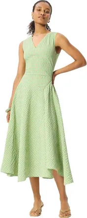 Whistles Checked V-Neck Asymmetric Dress in Green/multi at Nordstrom, Size 12