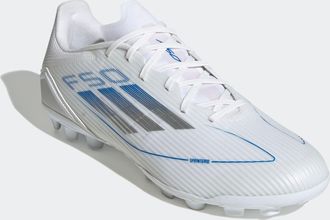 adidas Fussballschuh ADIDAS PERFORMANCE F50 LEAGUE AG, Damen, Gr. 44, weiss (cloud wei&szlig;, silber metallic, cloud wei&szlig;), Synthetik, Textil, Schuhe Fussballschu