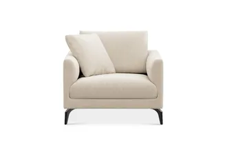 Castlery Lena Armchair Customized, (Performance Linen Weave) Cream (Matte Black Legs), Spill Resistant, Removable Covers for Castlery