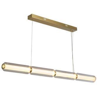 Searchlight Lampada a sospensione Mod led, metallo ottone satinato, acrilico opalino e vetro trasparente