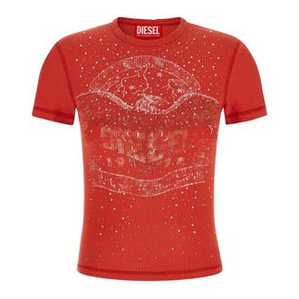 Diesel Tops, Dames, Rood, XS, Katoen, T-Marsy-Rib-Cry