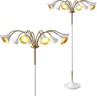 Jonathan Y Designs Vivian 61 10-Light Mid-Century Modern Iron Medusa Multi Head LED Floor Lamp in Brass Gold/white at Nordstrom