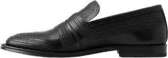 Dolce & Gabbana Mens Leather Stitched Loafer Black