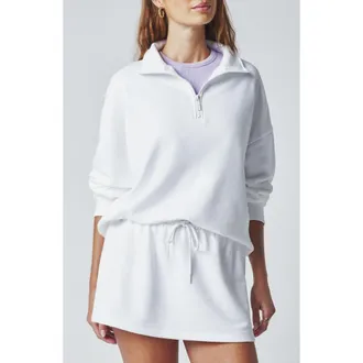 Florence By Mills Cozy Crush Half-Zip Cotton Blend Sweatshirt in Brt White at Nordstrom, Size Xx-Small